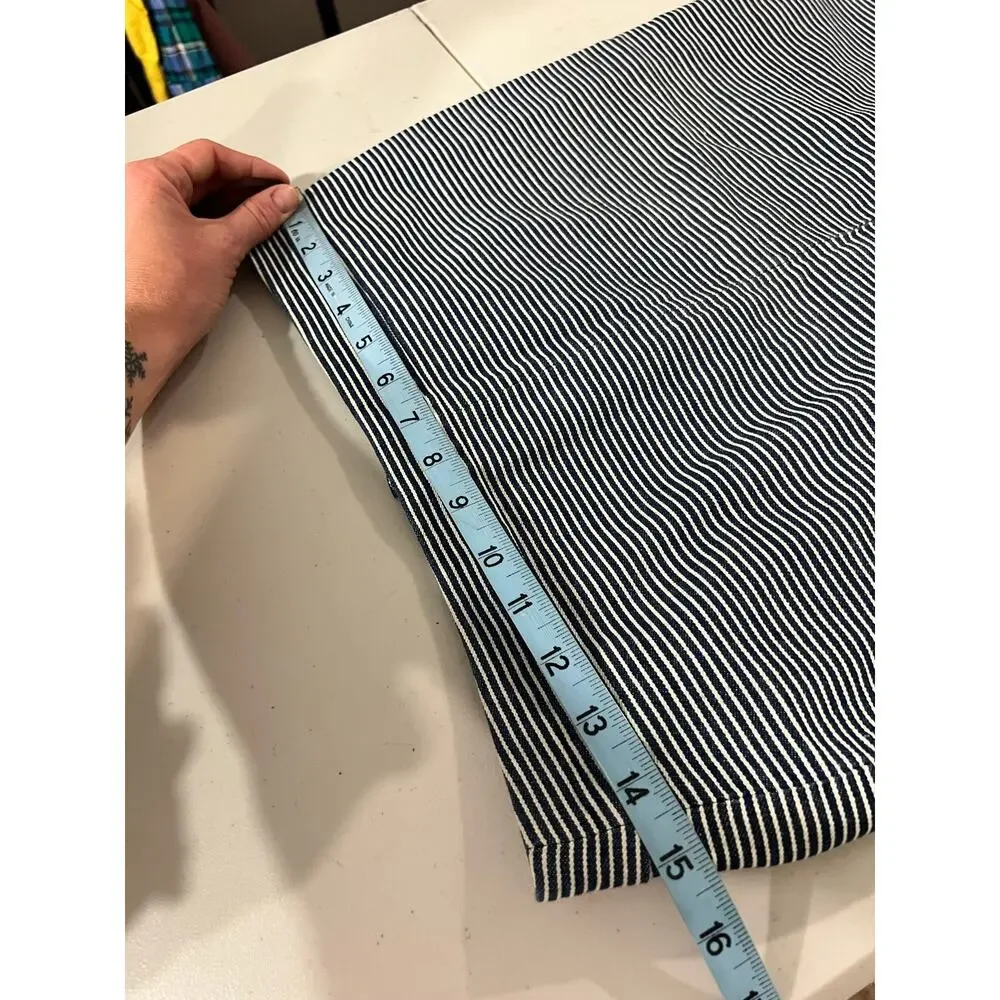 Kate Spade Saturday 100% Cotton Blue Railroad Stripe Mini Skirt Size Small